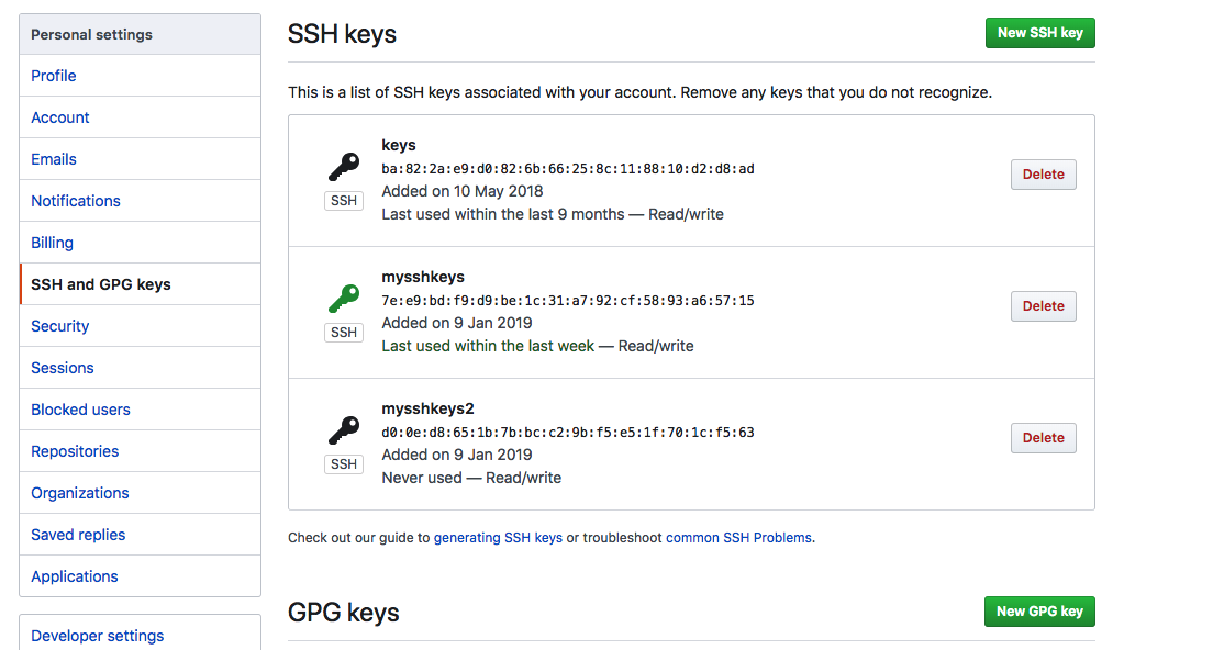 SSH and GPG keys